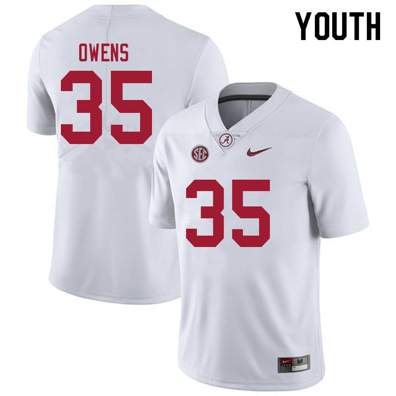 Alabama Crimson Tide Youth Austin Owens #35 White NCAA Nike Authentic Stitched 2021 College Football Jersey JW16P11XL
